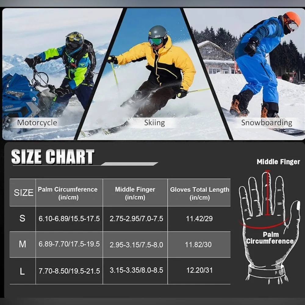 NWT Ski Gloves,Winter Waterproof Snowboard Snow 3M Thinsulate Warm Touchscreen